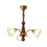 Bloomcrest Modern Glass Chandelier with Gold and Walnut Finishes
