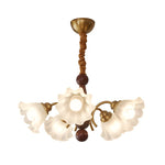Bloomcrest Modern Glass Chandelier with Gold and Walnut Finishes