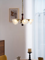 Bloomcrest Modern Glass Chandelier with Gold and Walnut Finishes