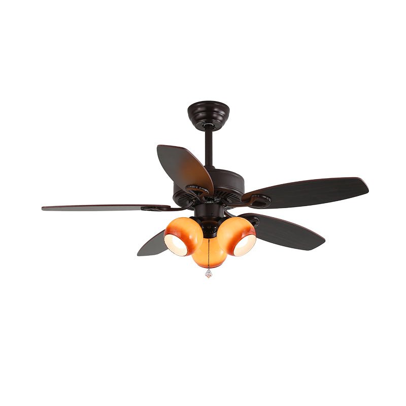 Blossom Breeze Ceiling Fan Light with Wood Blades and Glass Shades