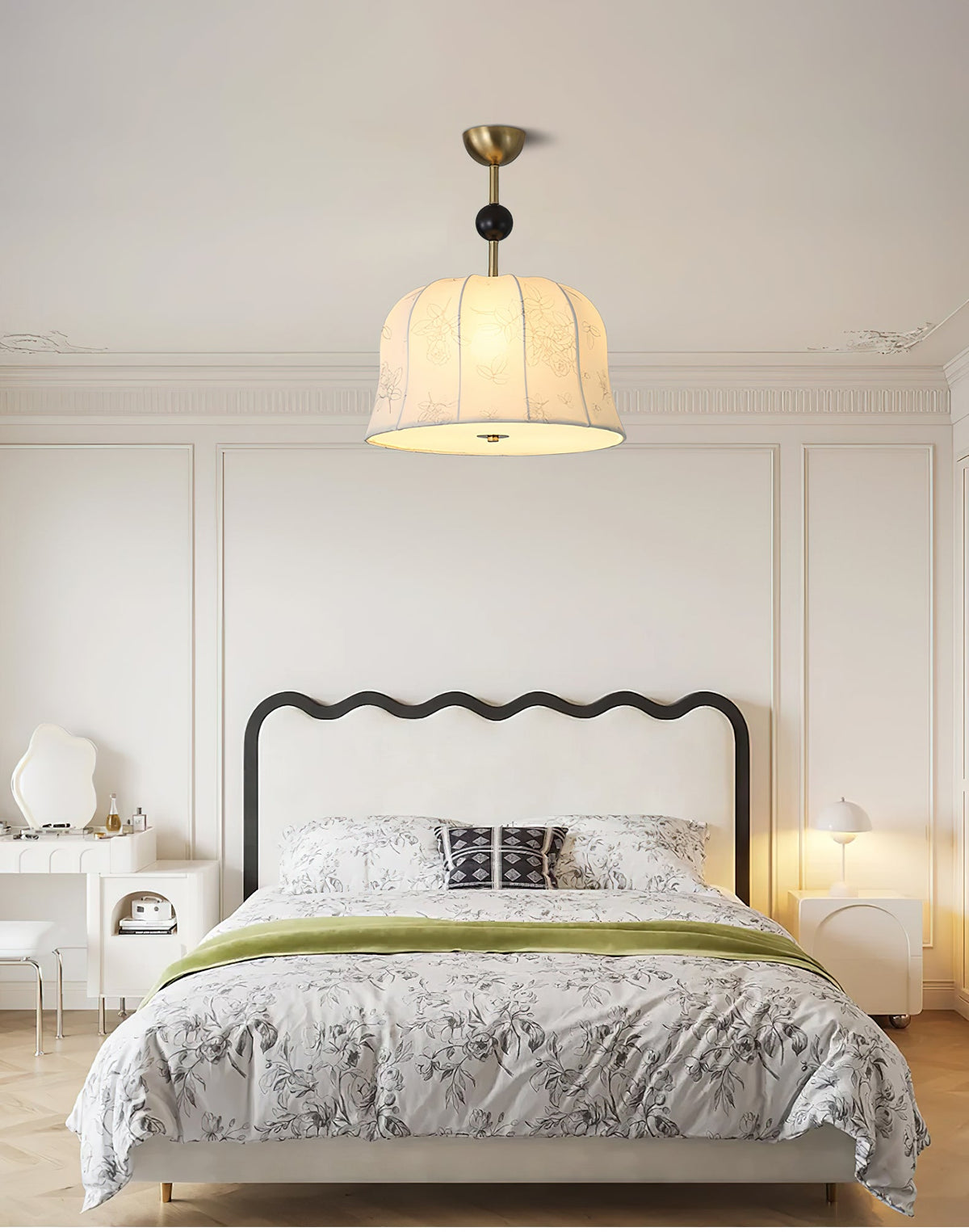 Blossom Curve Modern Fabric Pendant Light for Dining Room and Bedroom