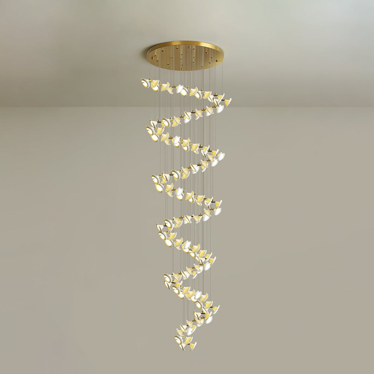 Blossom Double Horn Chandelier – Modern Ceramic & Gold Pendant Light
