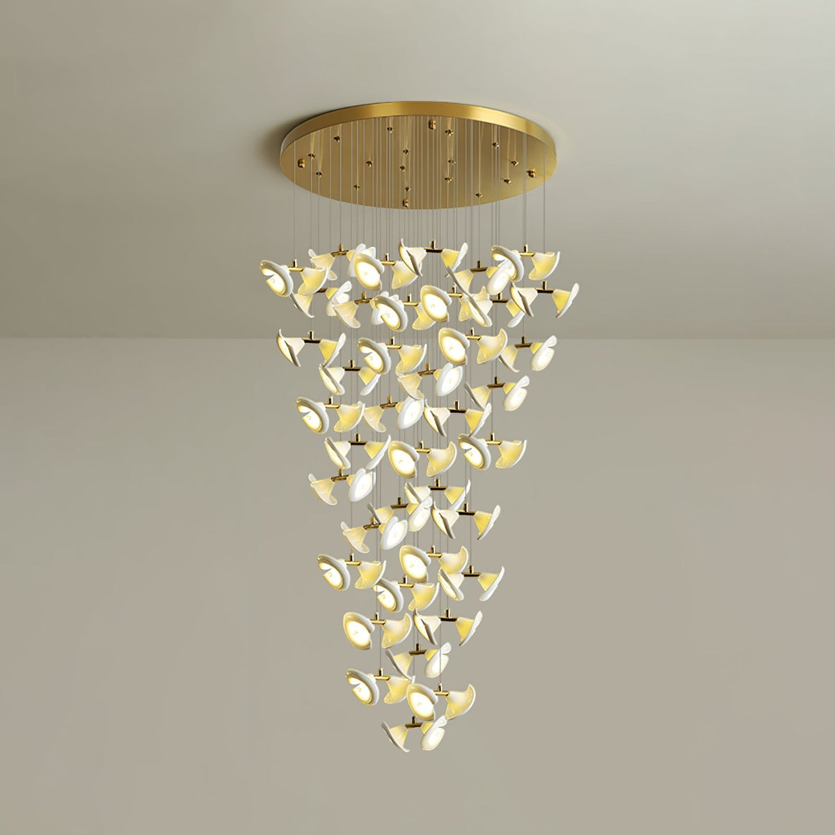 Blossom Double Horn Chandelier – Modern Ceramic & Gold Pendant Light