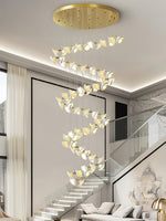 Blossom Double Horn Chandelier – Modern Ceramic & Gold Pendant Light