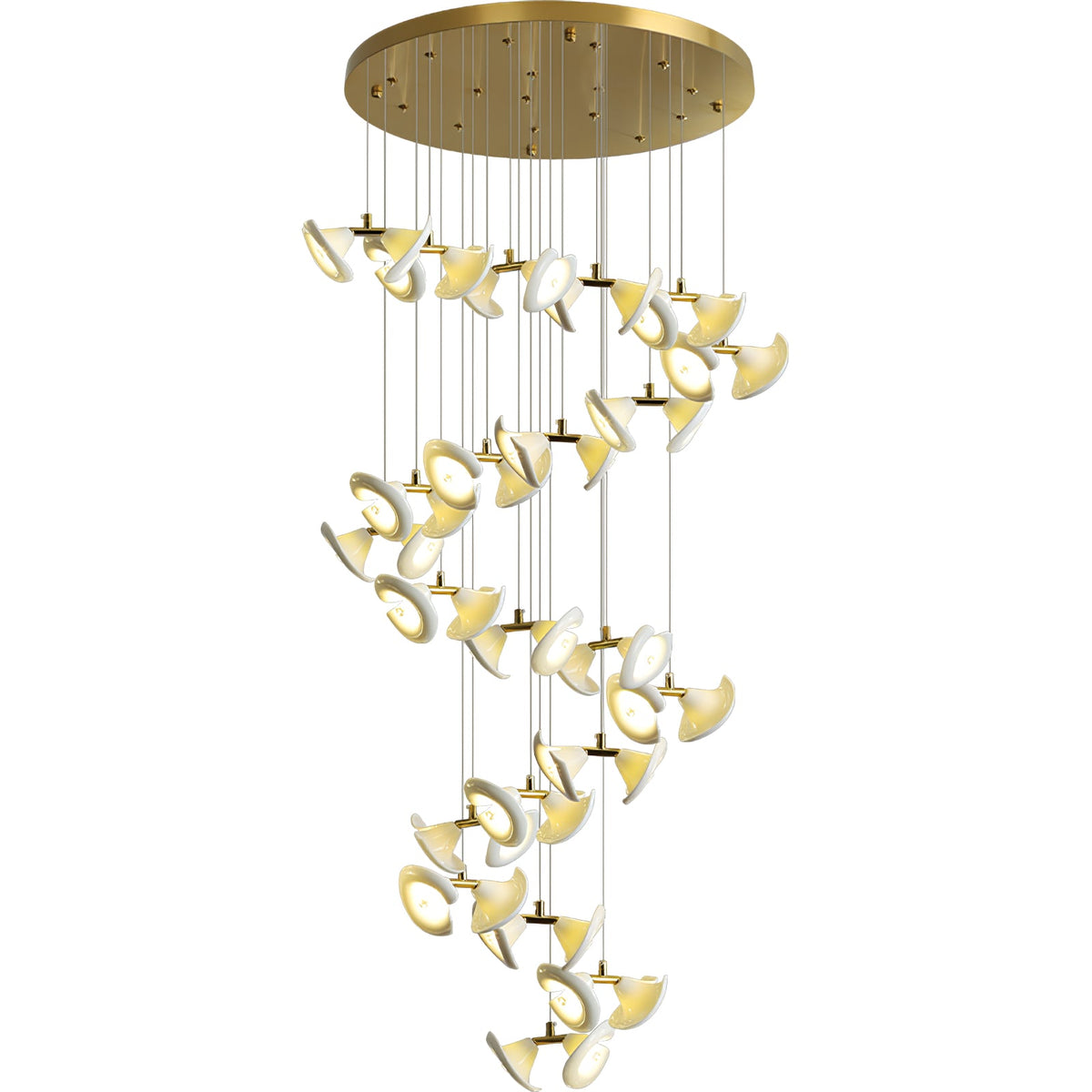 Blossom Double Horn Chandelier – Modern Ceramic & Gold Pendant Light
