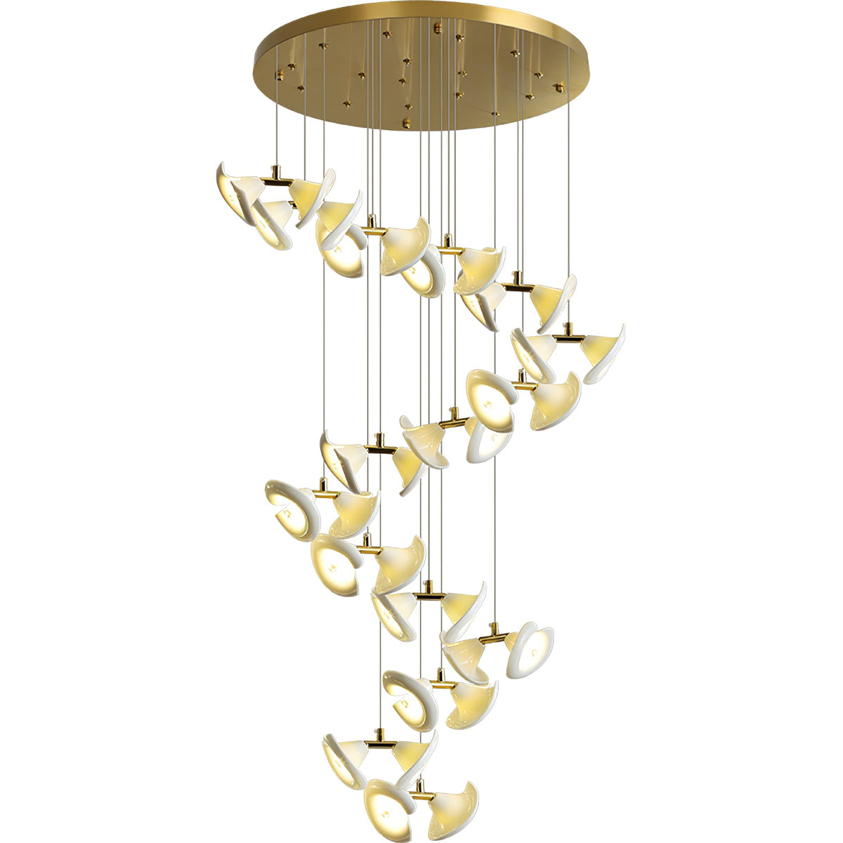 Blossom Double Horn Chandelier – Modern Ceramic & Gold Pendant Light