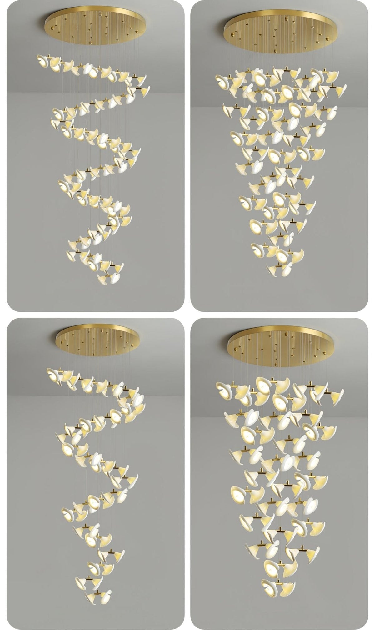 Blossom Double Horn Chandelier – Modern Ceramic & Gold Pendant Light