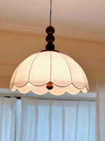 Blossom Fabric Swag Pendant Light – Walnut & Brass