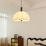 Blossom Fabric Swag Pendant Light – Walnut & Brass