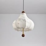 Blossom Lantern Pendant Light – Walnut Wood & Fabric Shade