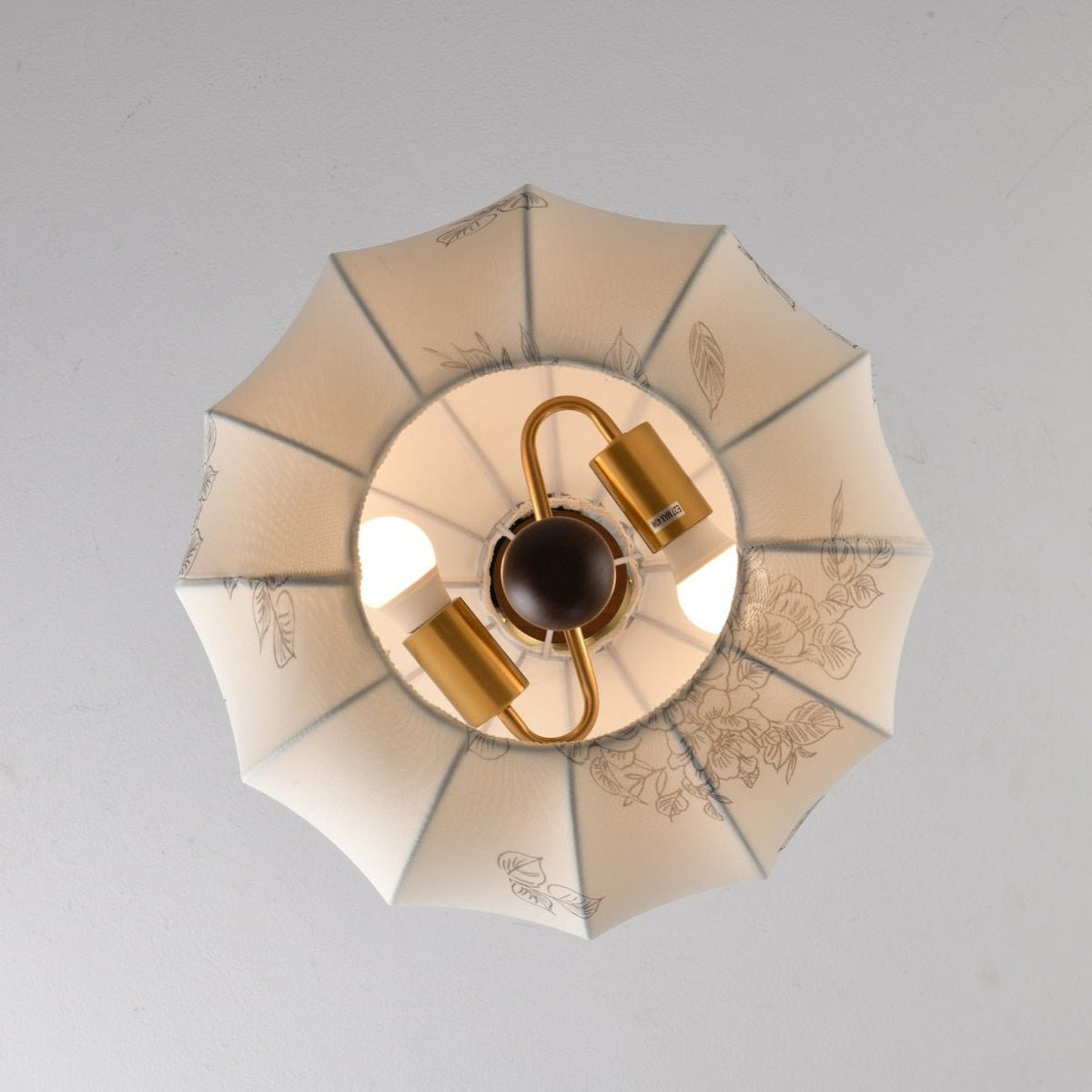 Blossom Lantern Pendant Light – Walnut Wood & Fabric Shade