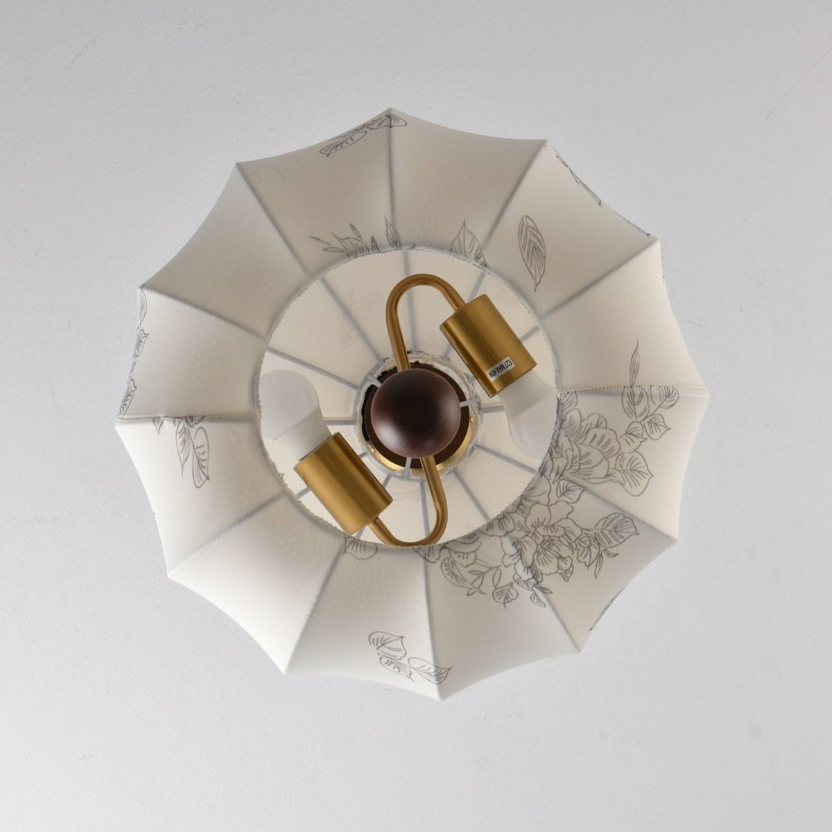 Blossom Lantern Pendant Light – Walnut Wood & Fabric Shade