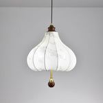 Blossom Lantern Pendant Light – Walnut Wood & Fabric Shade