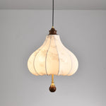 Blossom Lantern Pendant Light – Walnut Wood & Fabric Shade