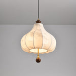 Blossom Lantern Pendant Light – Walnut Wood & Fabric Shade