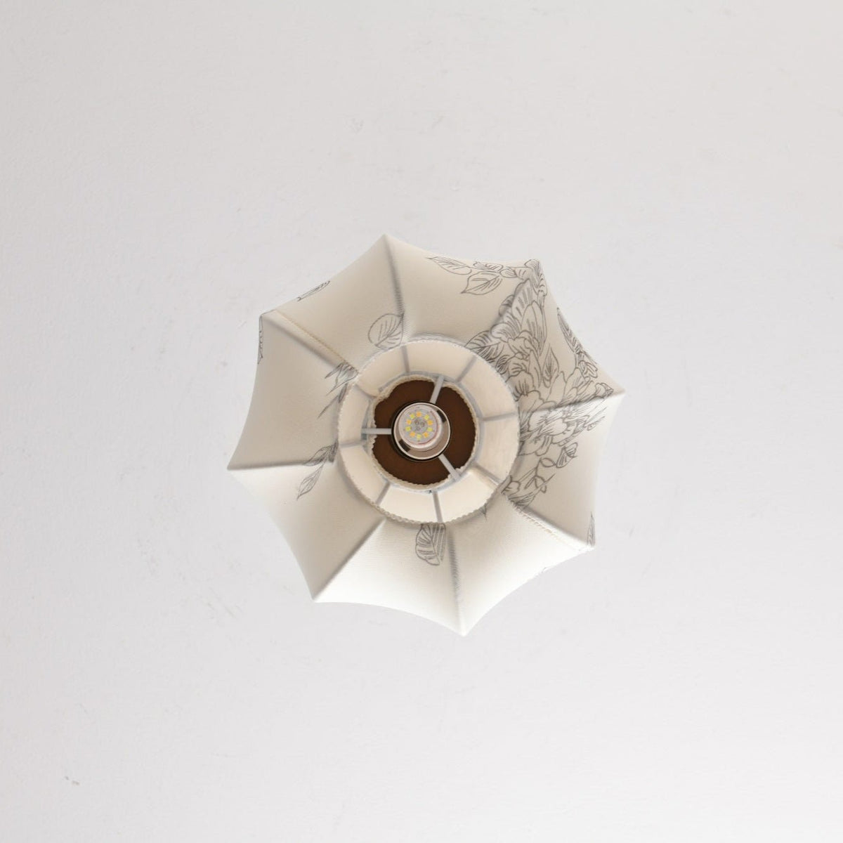 Blossom Lantern Pendant Light – Walnut Wood & Fabric Shade
