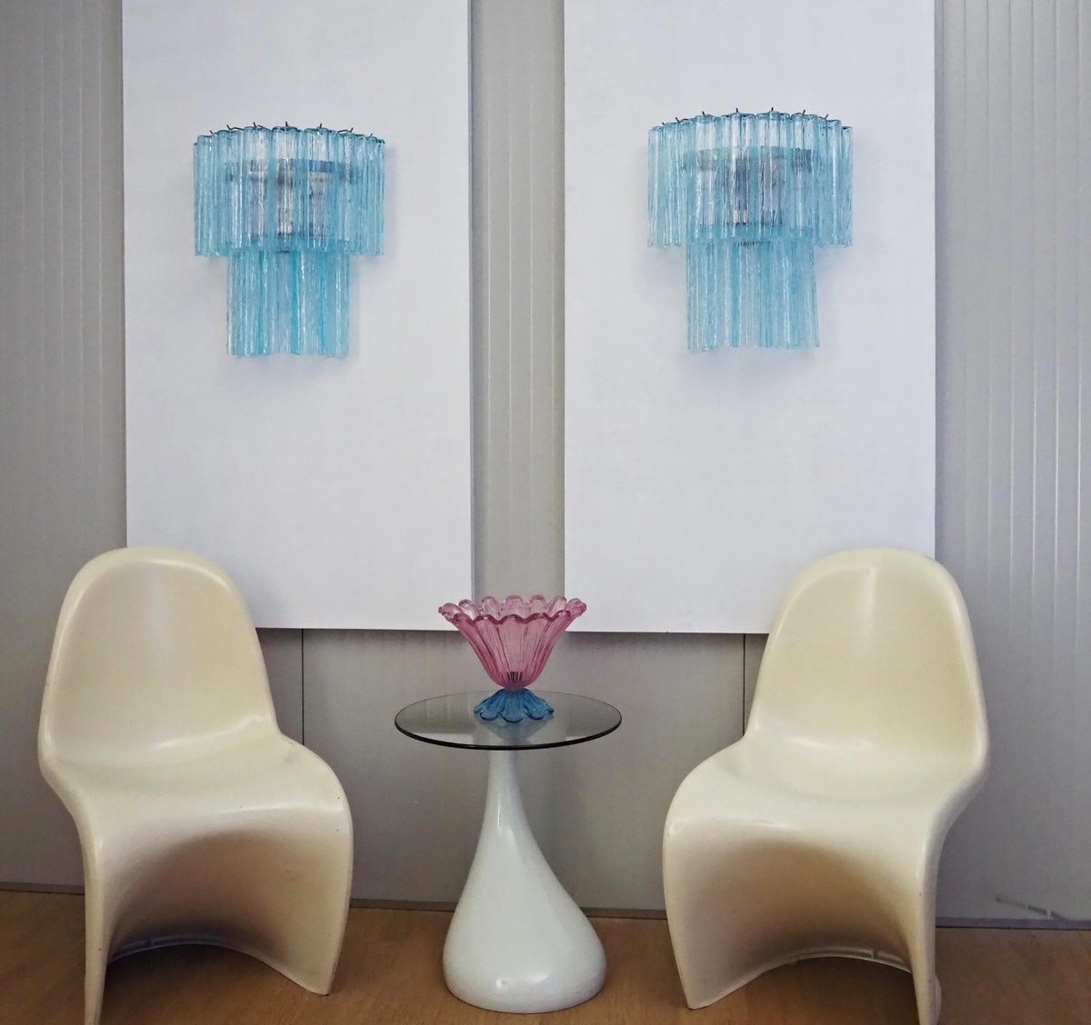 Blue Murano Glass Tube Wall Sconces