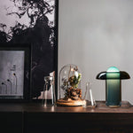 Blue Glass Mushroom Table Lamp
