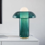 Blue Glass Mushroom Table Lamp