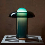 Blue Glass Mushroom Table Lamp