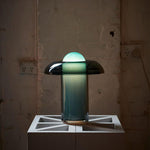Blue Glass Mushroom Table Lamp