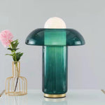 Blue Glass Mushroom Table Lamp