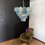 Blue Glass Disc Chandelier – Contemporary Designer Pendant Light