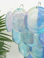 Blue Glass Disc Chandelier – Contemporary Designer Pendant Light