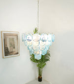 Blue Glass Disc Chandelier – Contemporary Designer Pendant Light