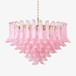 Blush Pink Murano Glass Chandelier with Gold Finish
