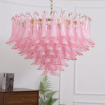 Blush Pink Murano Glass Chandelier with Gold Finish