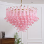Blush Pink Murano Glass Chandelier with Gold Finish