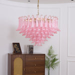 Blush Pink Murano Glass Chandelier with Gold Finish