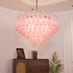 Blush Pink Murano Glass Chandelier with Gold Finish
