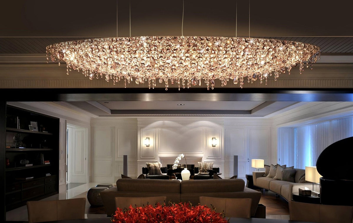 Boat Crystal Chandelier – Modern Linear LED Pendant for Dining & Living Rooms