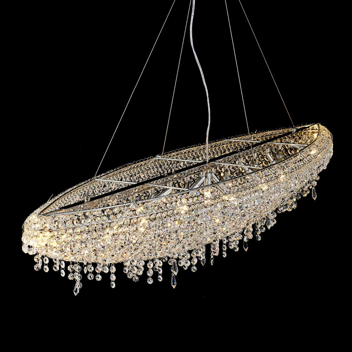 Boat Crystal Chandelier – Modern Linear LED Pendant for Dining & Living Rooms