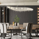 Boat Crystal Chandelier – Modern Linear LED Pendant for Dining & Living Rooms
