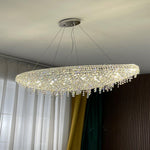 Boat Crystal Chandelier – Modern Linear LED Pendant for Dining & Living Rooms