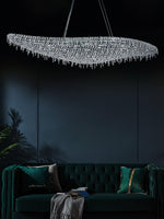 Boat Crystal Chandelier – Modern Linear LED Pendant for Dining & Living Rooms