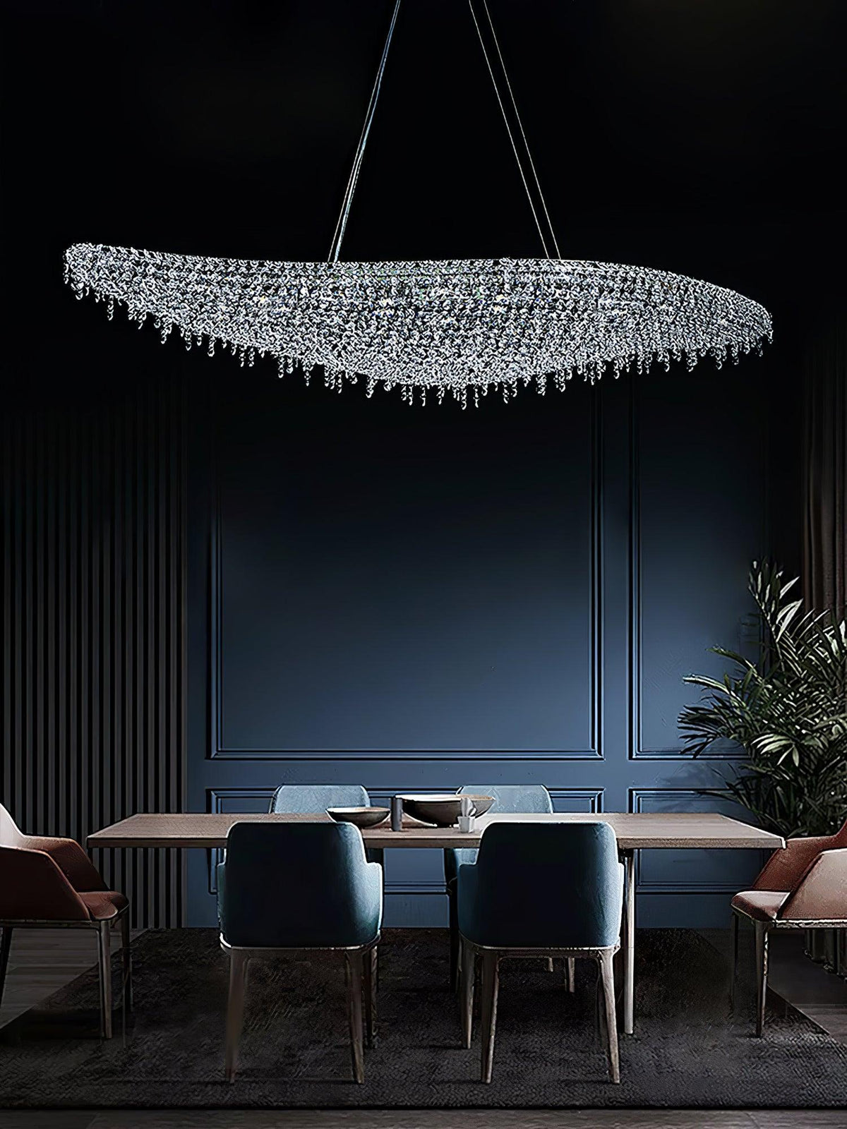 Boat Crystal Chandelier – Modern Linear LED Pendant for Dining & Living Rooms