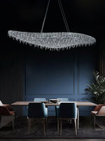 Boat Crystal Chandelier – Modern Linear LED Pendant for Dining & Living Rooms