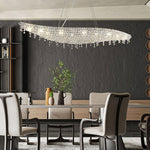 Boat Crystal Chandelier – Modern Linear LED Pendant for Dining & Living Rooms