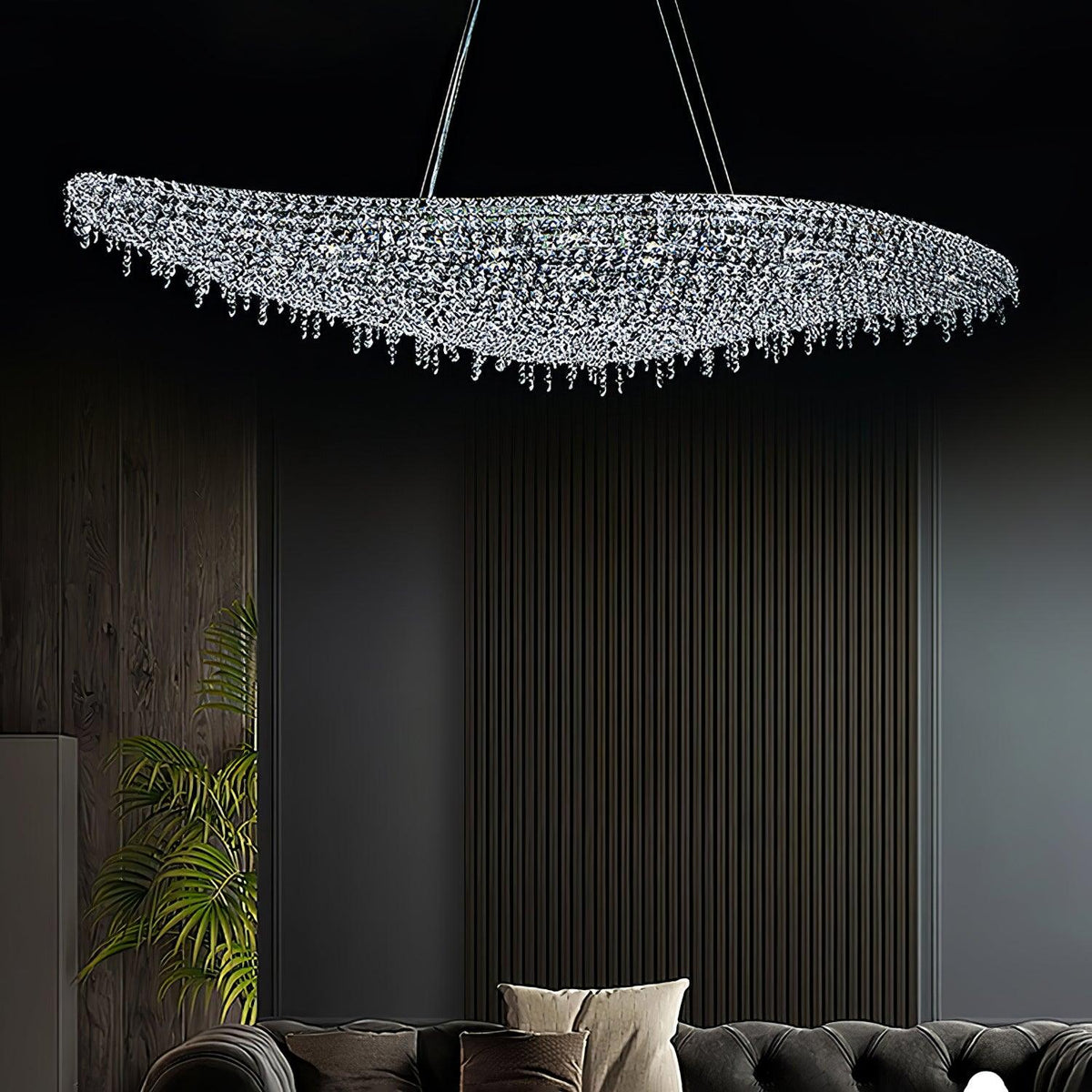 Boat Crystal Chandelier – Modern Linear LED Pendant for Dining & Living Rooms
