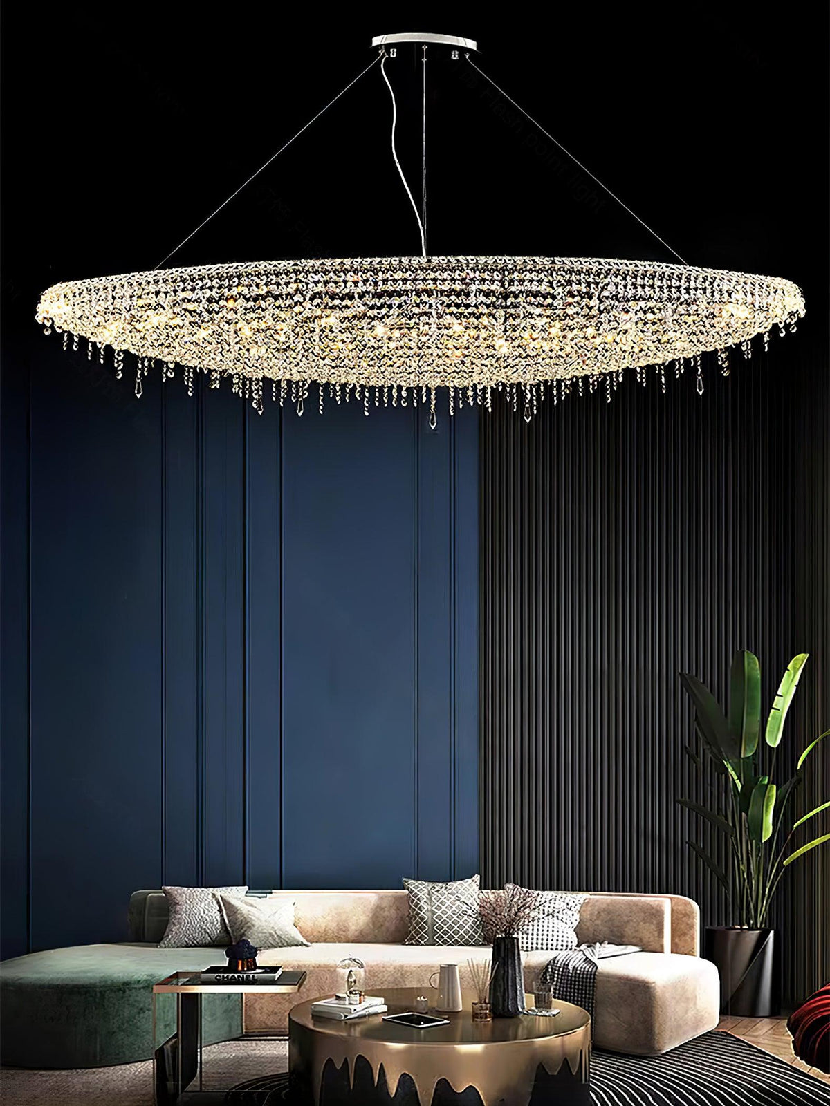 Boat Crystal Chandelier – Modern Linear LED Pendant for Dining & Living Rooms