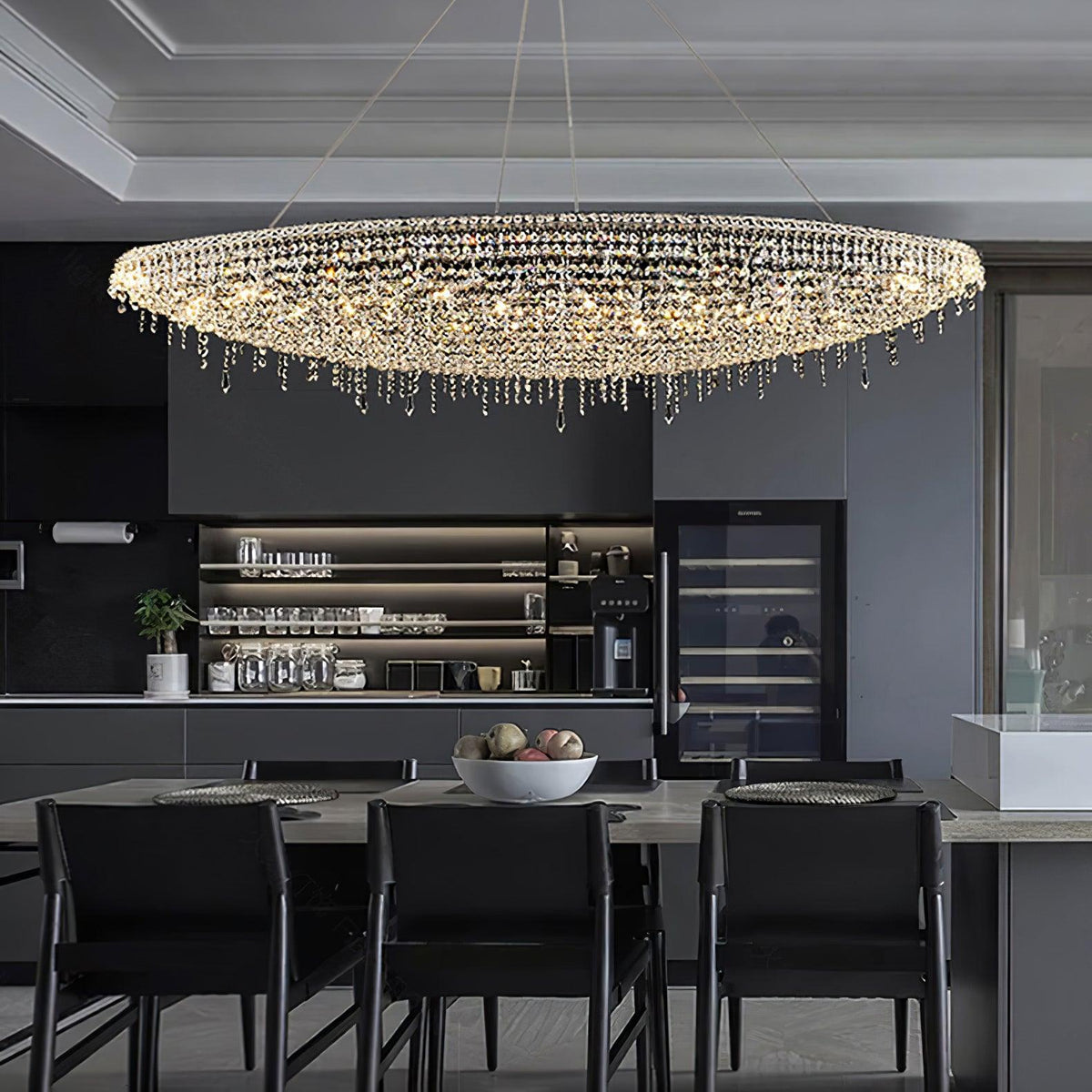 Boat Crystal Chandelier – Modern Linear LED Pendant for Dining & Living Rooms