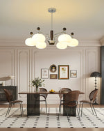 Bogart Modern Curved Arm Chandelier with White Shades