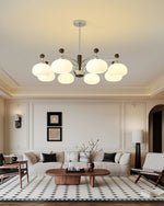 Bogart Modern Curved Arm Chandelier with White Shades