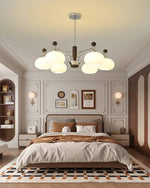Bogart Modern Curved Arm Chandelier with White Shades
