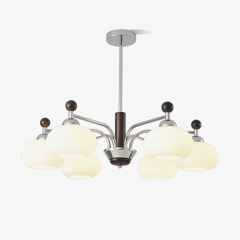 Bogart Modern Curved Arm Chandelier with White Shades