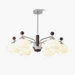 Bogart Modern Curved Arm Chandelier with White Shades